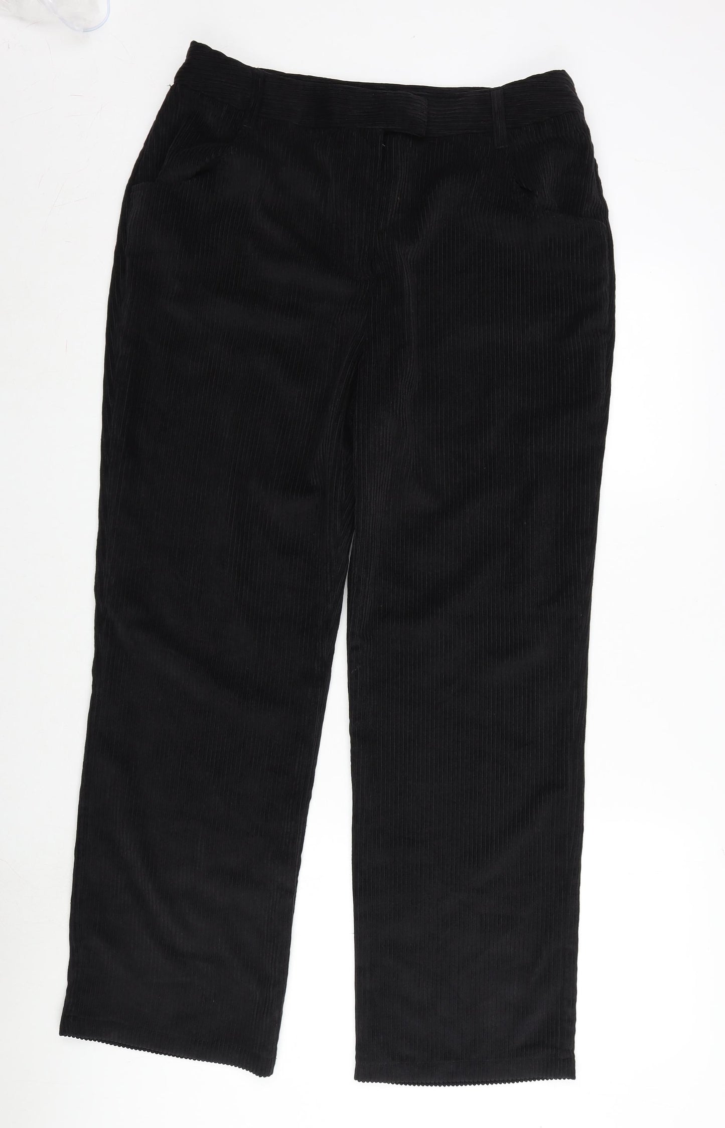 Topshop Womens Black Cotton Trousers Size 16 L31 in Regular Zip