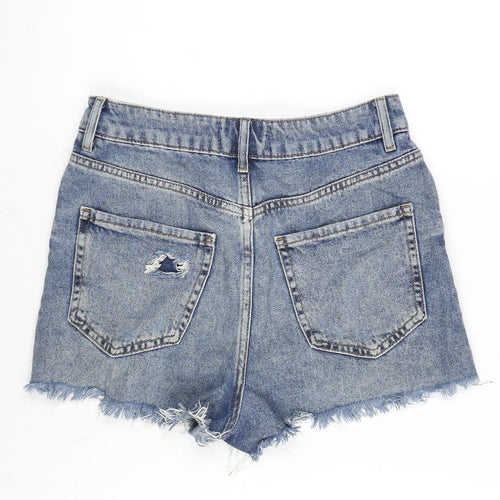 New Look Womens Blue Cotton Cut-Off Shorts Size 8 Regular Zip