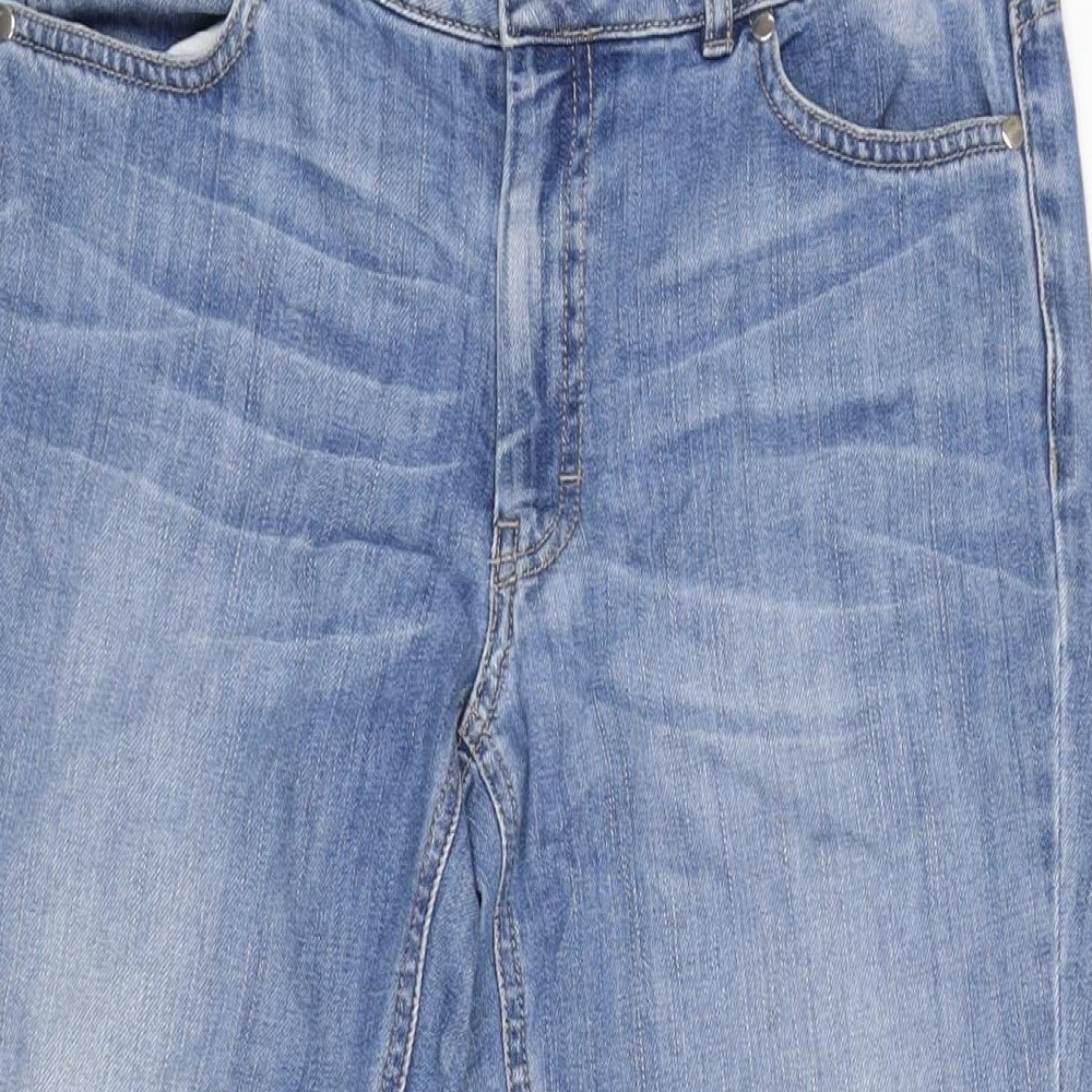 The White Company Womens Blue Cotton Blend Straight Jeans Size 10 L25 in Regular Zip