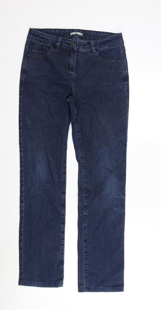 TU Womens Blue Cotton Blend Straight Jeans Size 10 L30 in Regular Zip