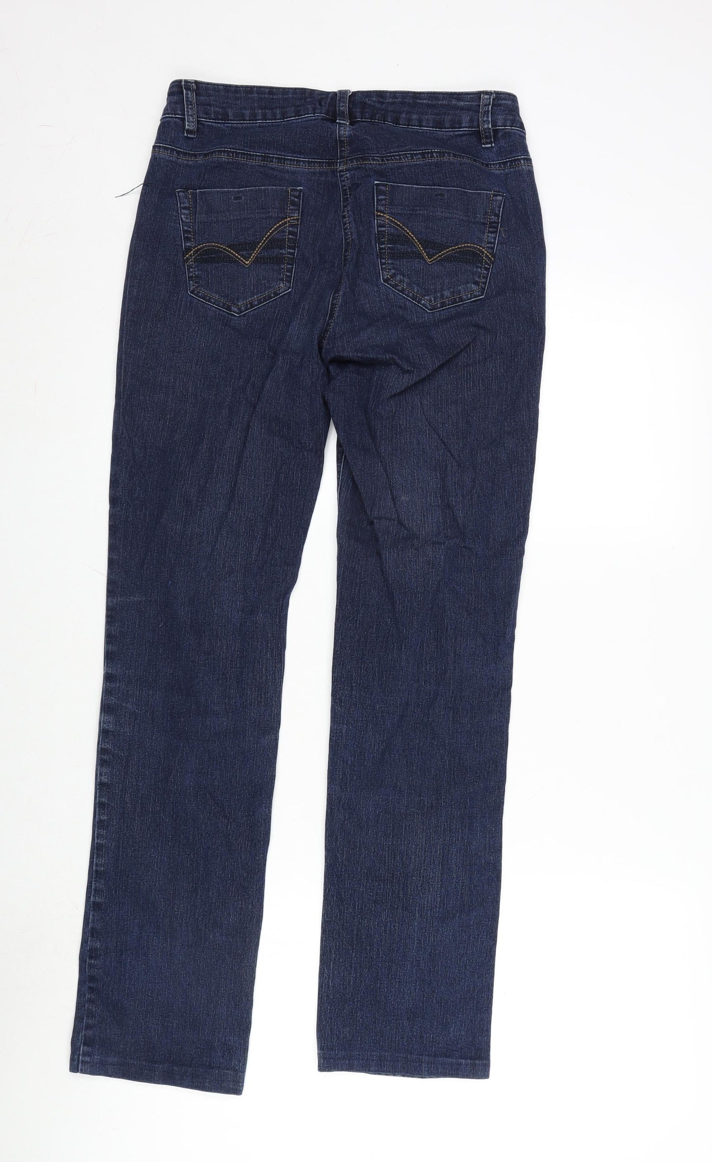 TU Womens Blue Cotton Blend Straight Jeans Size 10 L30 in Regular Zip