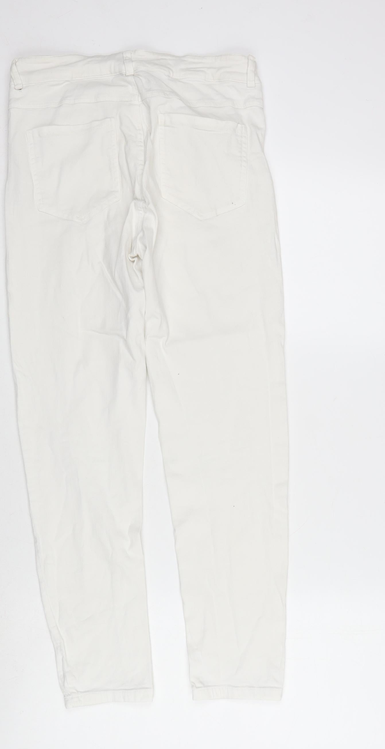 Shana Womens White Cotton Blend Straight Jeans Size 10 L26.5 in Regular Zip