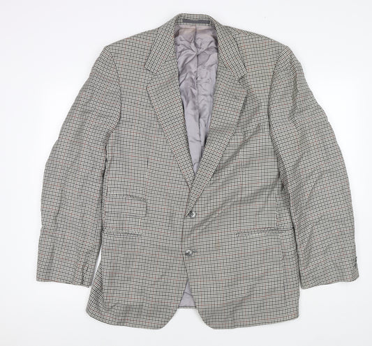 Magee Mens Beige Check Wool Jacket Suit Jacket Size 44 Regular