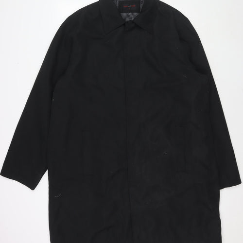 Butler and Webb Mens Black Trench Coat Jacket Size XL Button