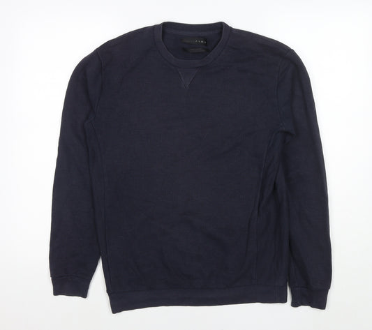 Zara Mens Blue Cotton Pullover Sweatshirt Size M