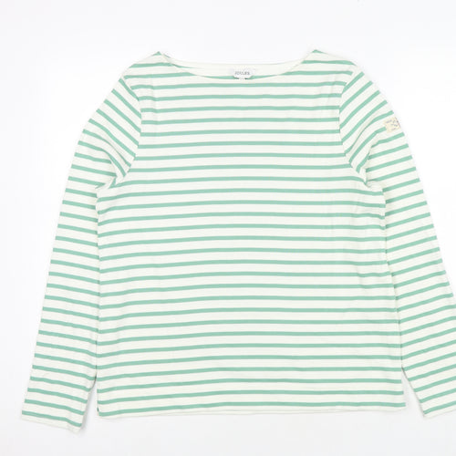 Joules Womens Green Striped Cotton Pullover Sweatshirt Size 12 Pullover