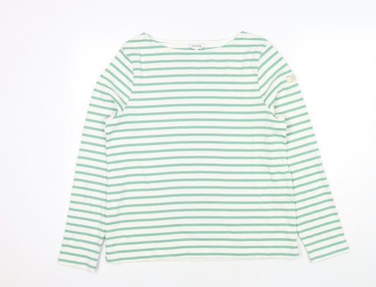 Joules Womens Green Striped Cotton Pullover Sweatshirt Size 12 Pullover