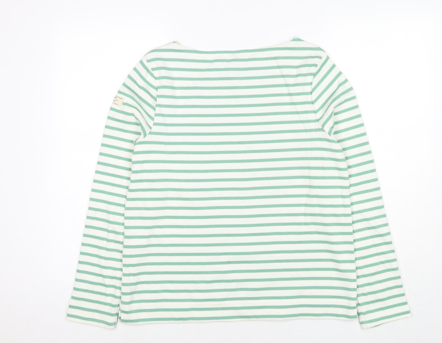 Joules Womens Green Striped Cotton Pullover Sweatshirt Size 12 Pullover