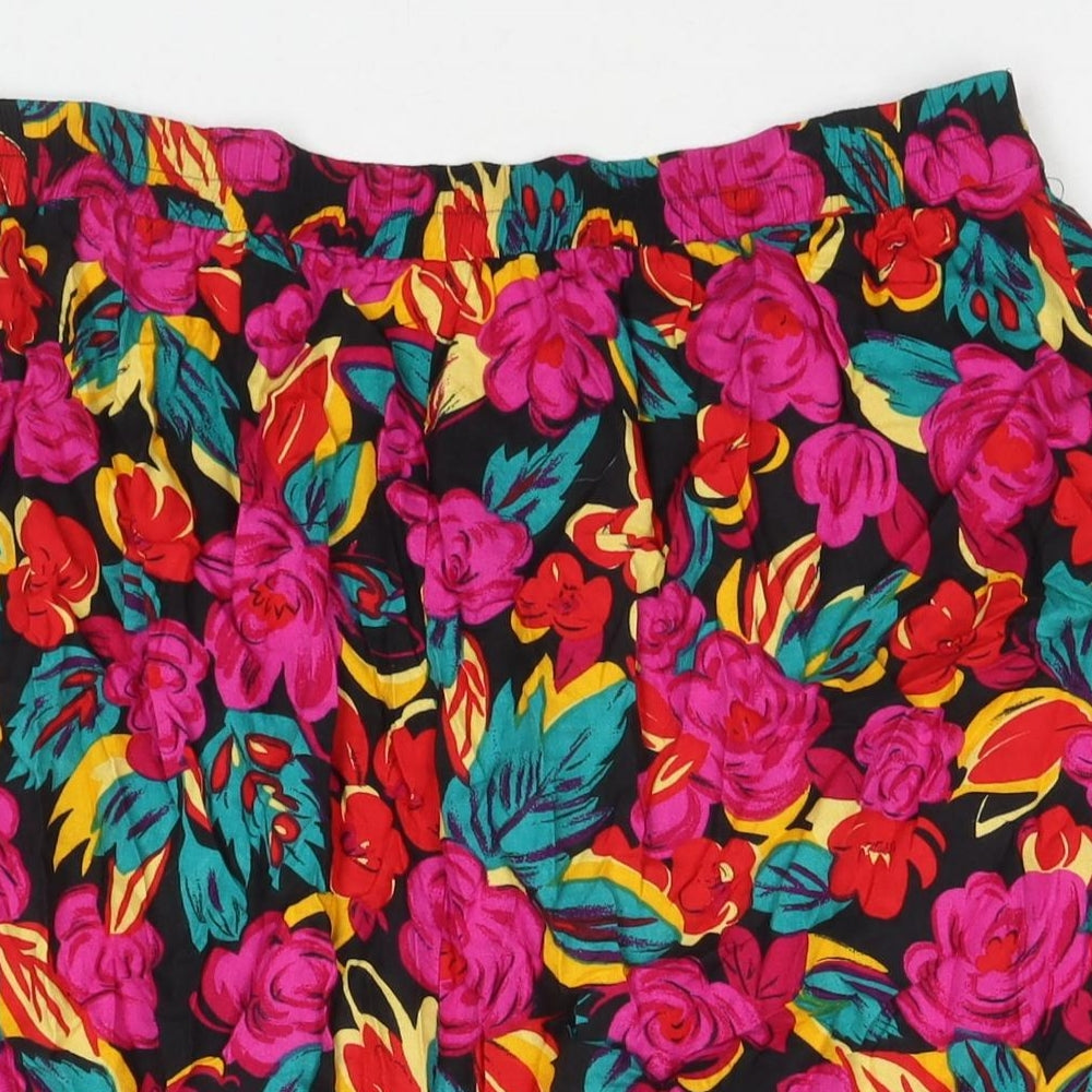 C&A Womens Multicoloured Floral Viscose A-Line Skirt Size 18 Button