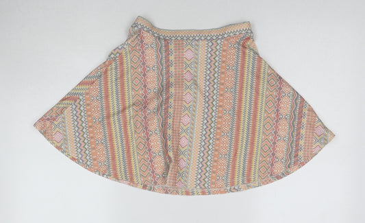 River Island Womens Multicoloured Geometric Cotton Swing Skirt Size 6