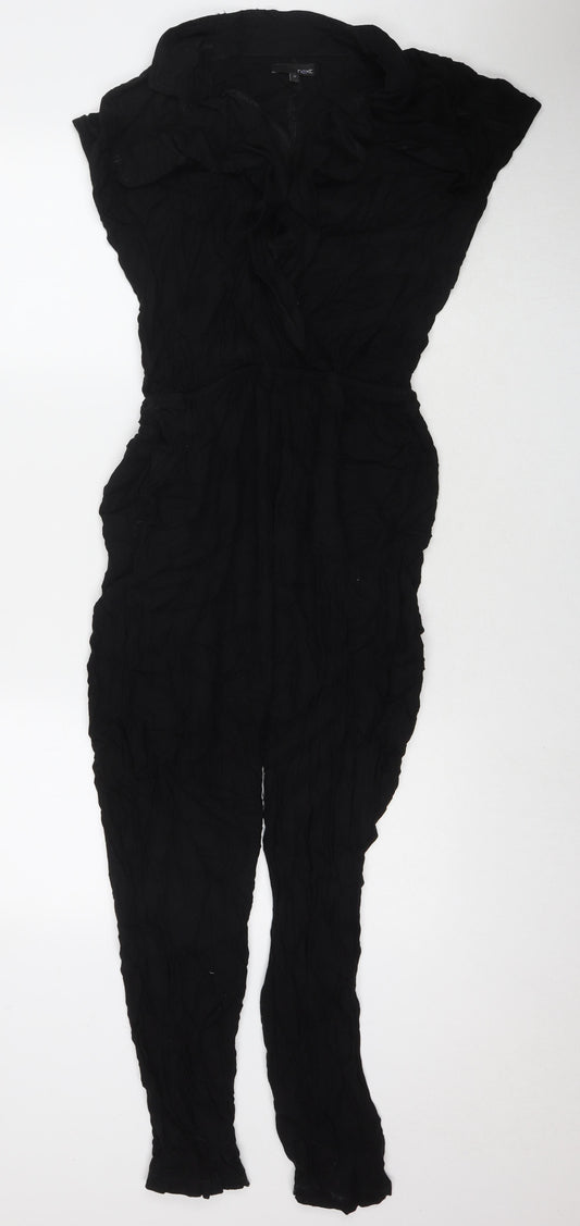 NEXT Womens Black Viscose Jumpsuit One-Piece Size 12 L23 in Snap