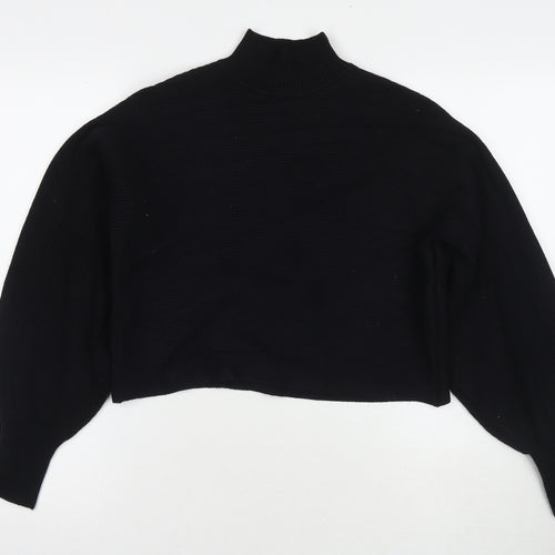 Zara Womens Black Mock Neck Viscose Pullover Jumper Size M