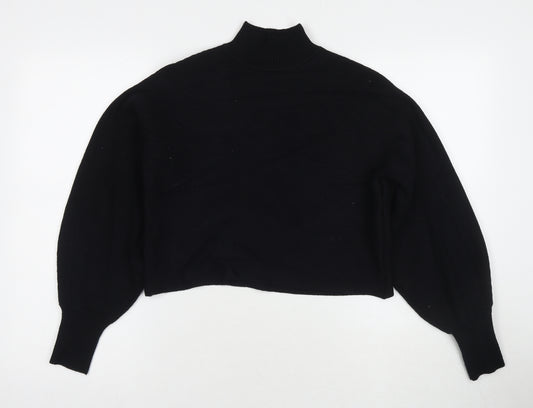 Zara Womens Black Mock Neck Viscose Pullover Jumper Size M