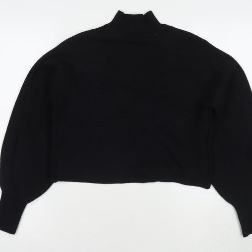 Zara Womens Black Mock Neck Viscose Pullover Jumper Size M