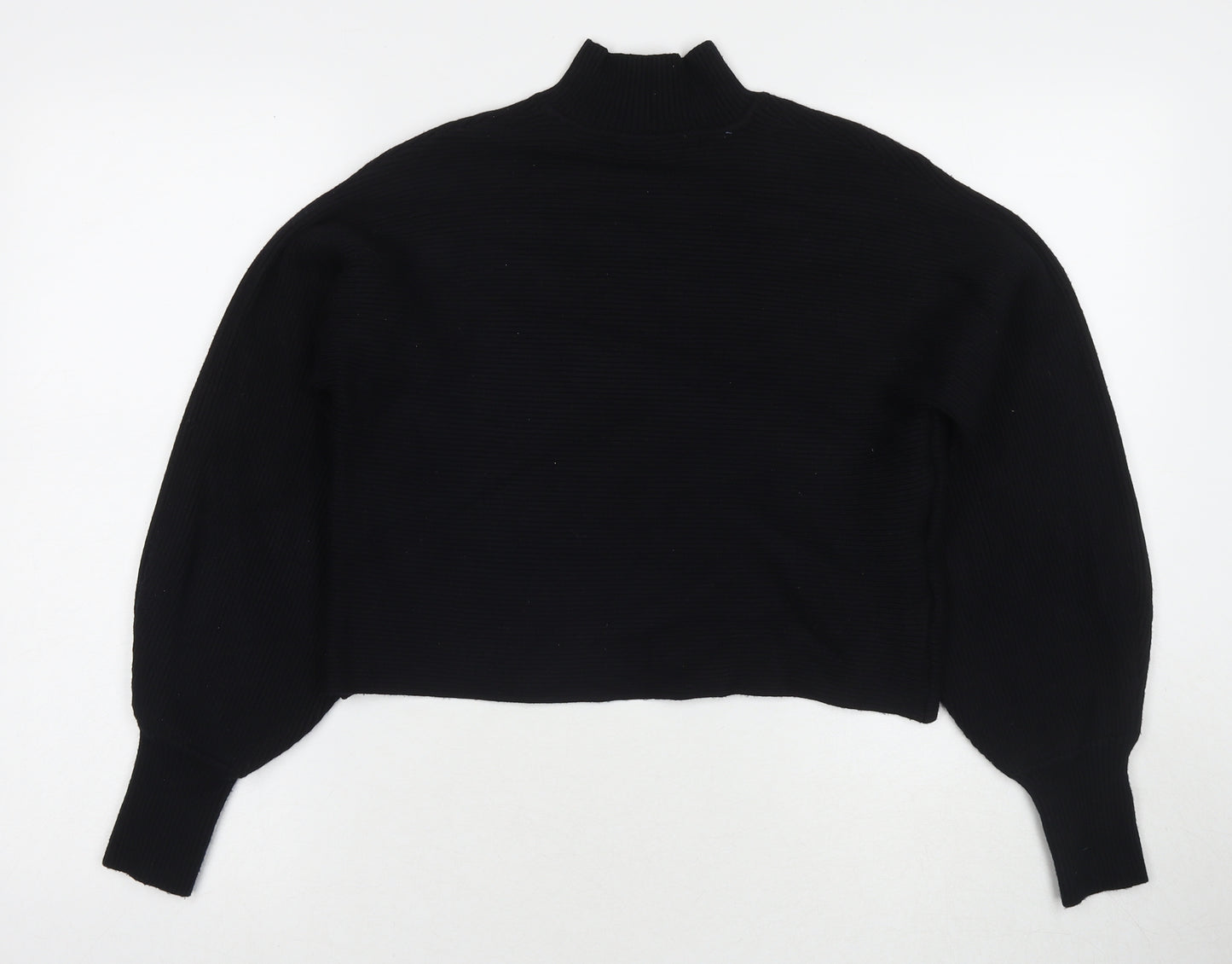 Zara Womens Black Mock Neck Viscose Pullover Jumper Size M