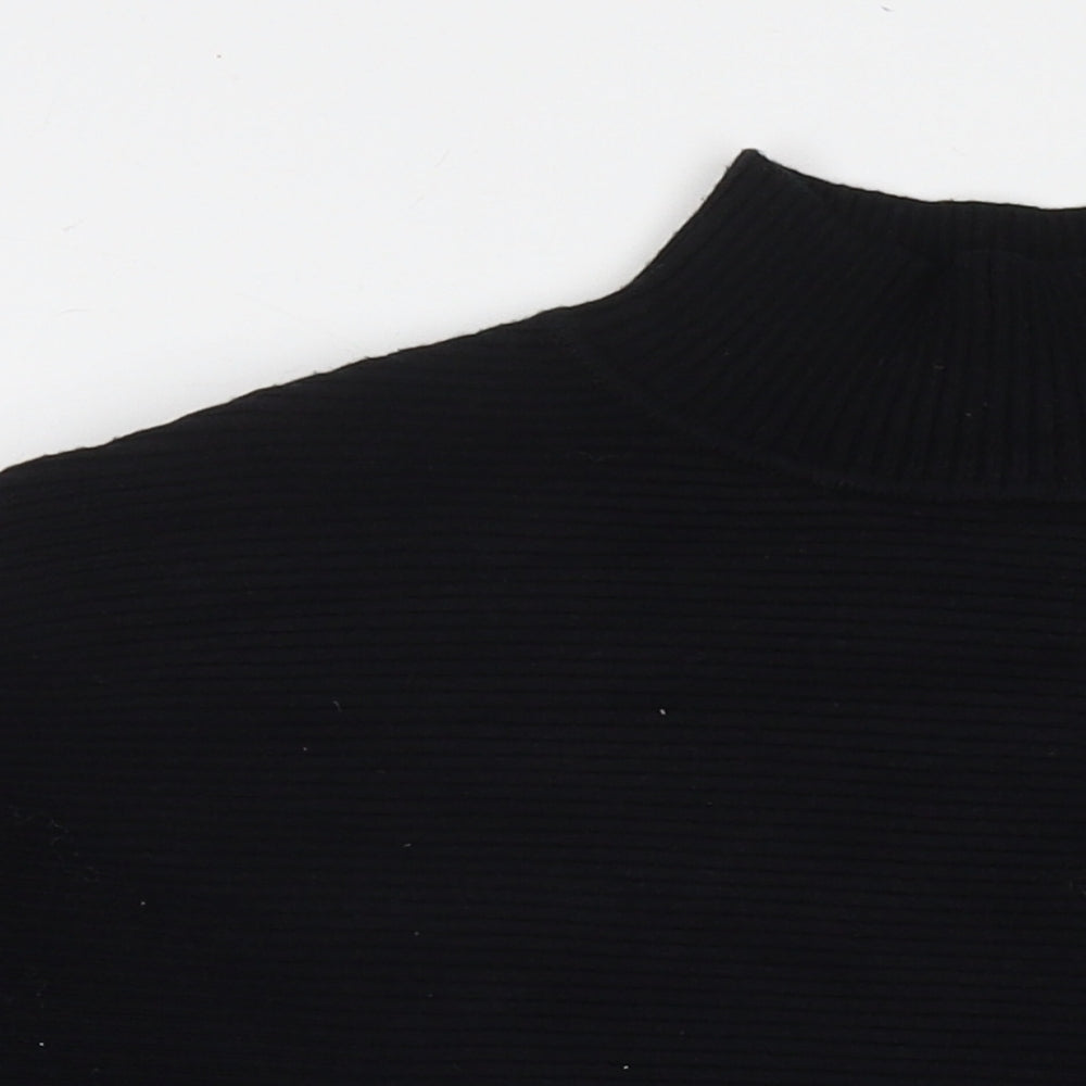 Zara Womens Black Mock Neck Viscose Pullover Jumper Size M