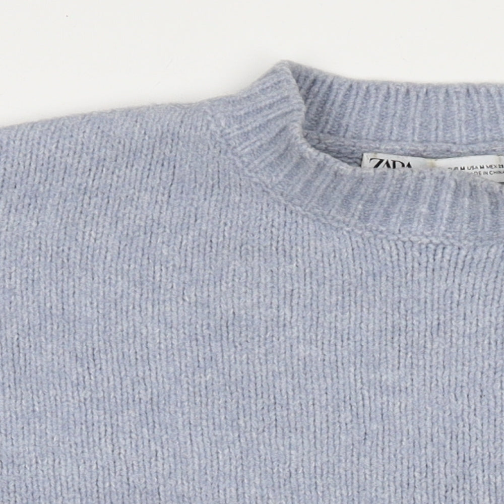 Zara Womens Blue Round Neck Polyester Pullover Jumper Size M