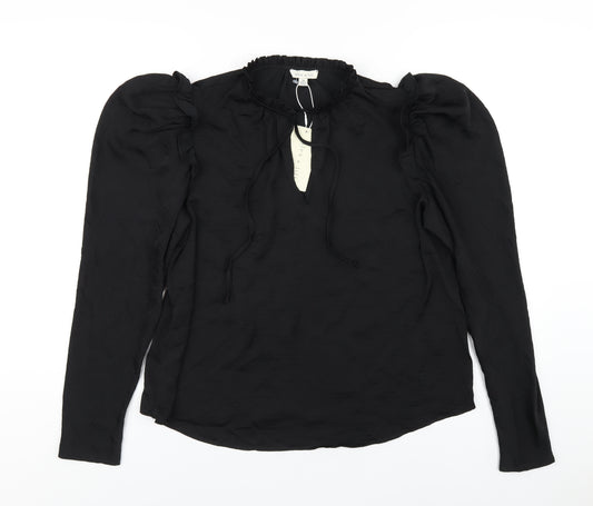 Alex & Lili Womens Black Polyester Basic Blouse Size M V-Neck