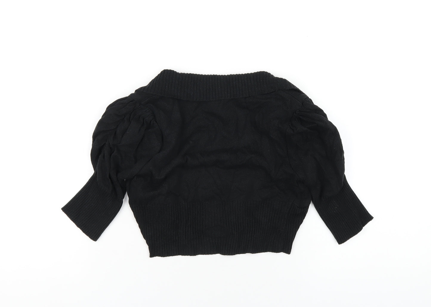 New Look Womens Black V-Neck Cotton Shrug Jumper Size S