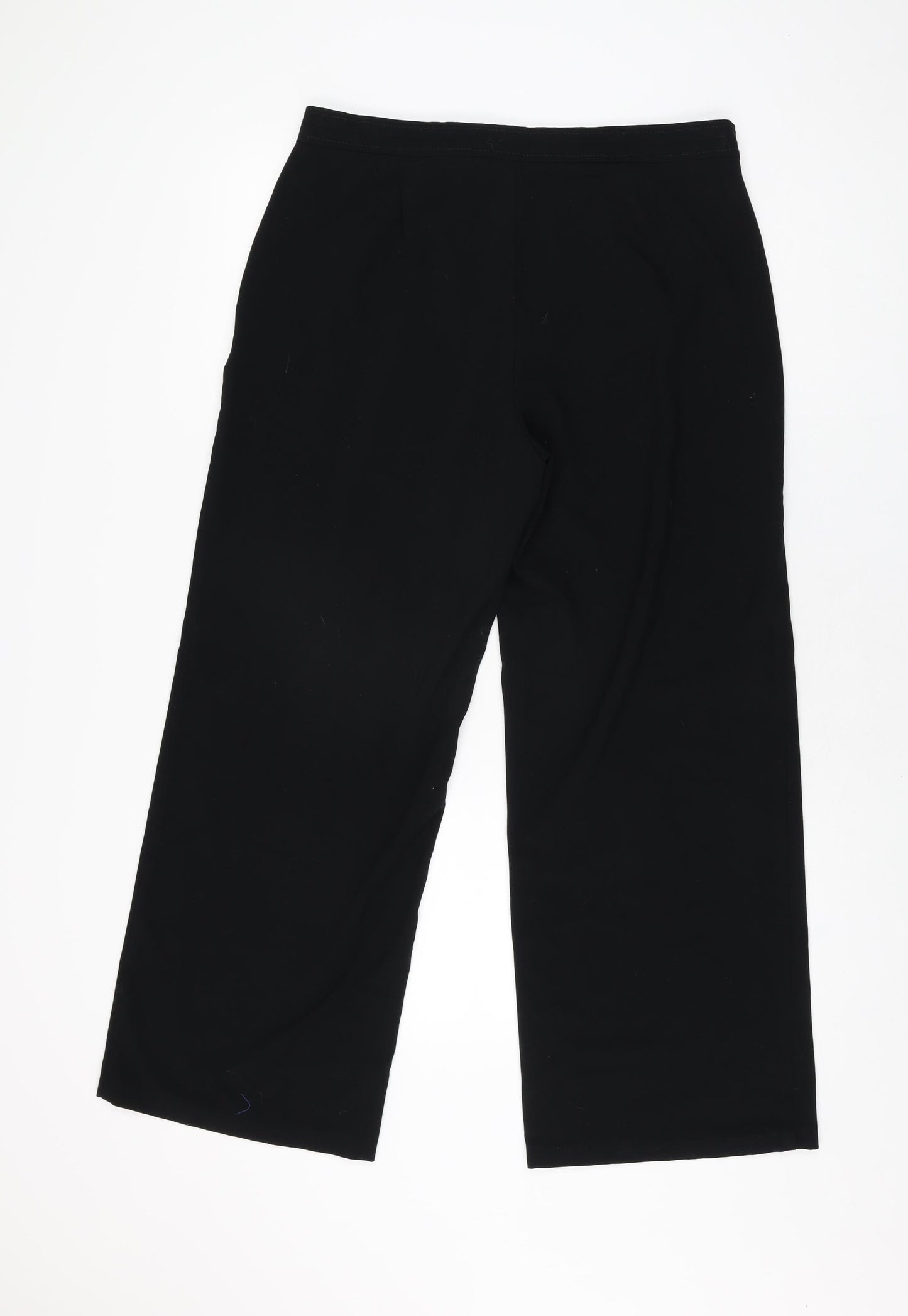 Marks and Spencer Womens Black Polyester Trousers Size 14 L28 in Regular Zip