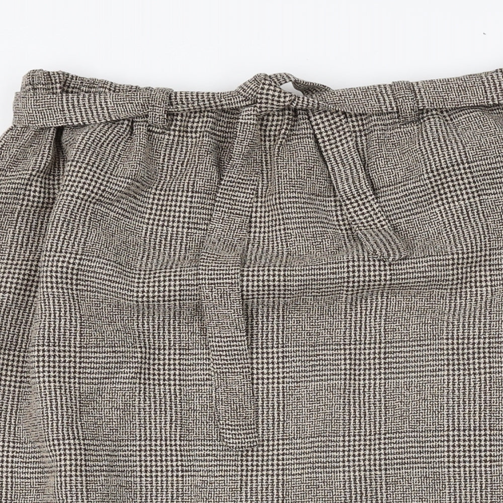 Angela Gore Womens Brown Plaid Polyester Swing Skirt Size 18 Tie