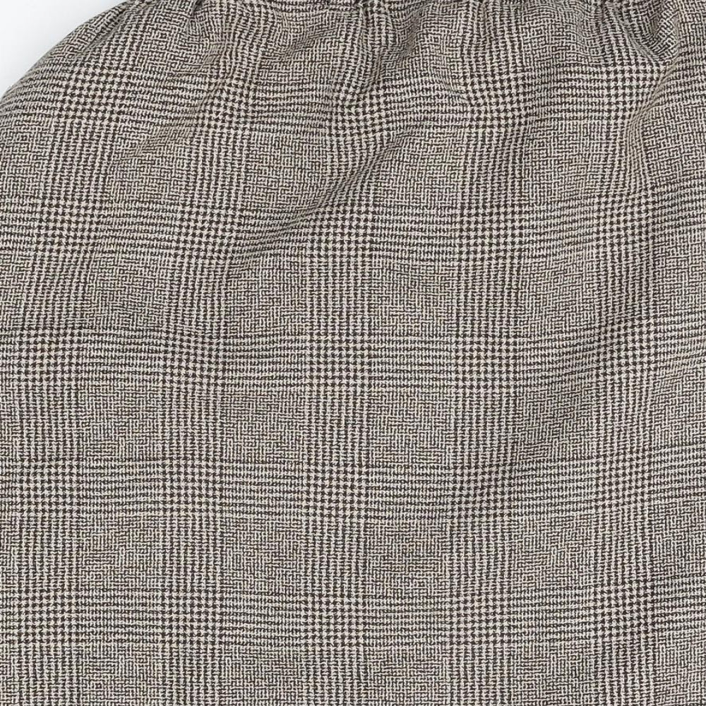 Angela Gore Womens Brown Plaid Polyester Swing Skirt Size 18 Tie