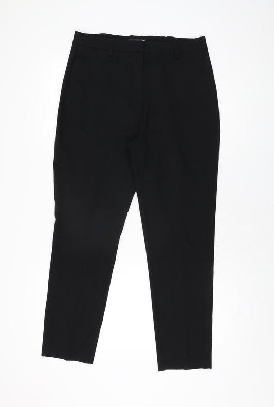 Marks and Spencer Womens Black Polyester Trousers Size 12 L27.5 in Regular Zip