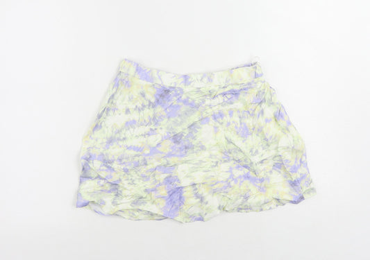 Zara Womens Multicoloured Viscose Mini Skirt Size XS - Elastic Waist Tie Dye