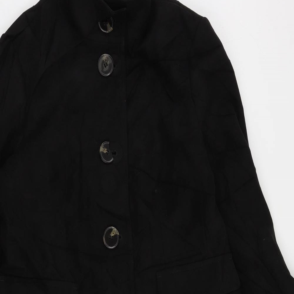 Marks and Spencer Womens Black Overcoat Coat Size 14 Button