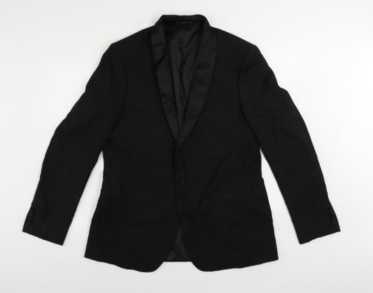 Marks and Spencer Mens Black Polyester Tuxedo Suit Jacket Size 44 Regular