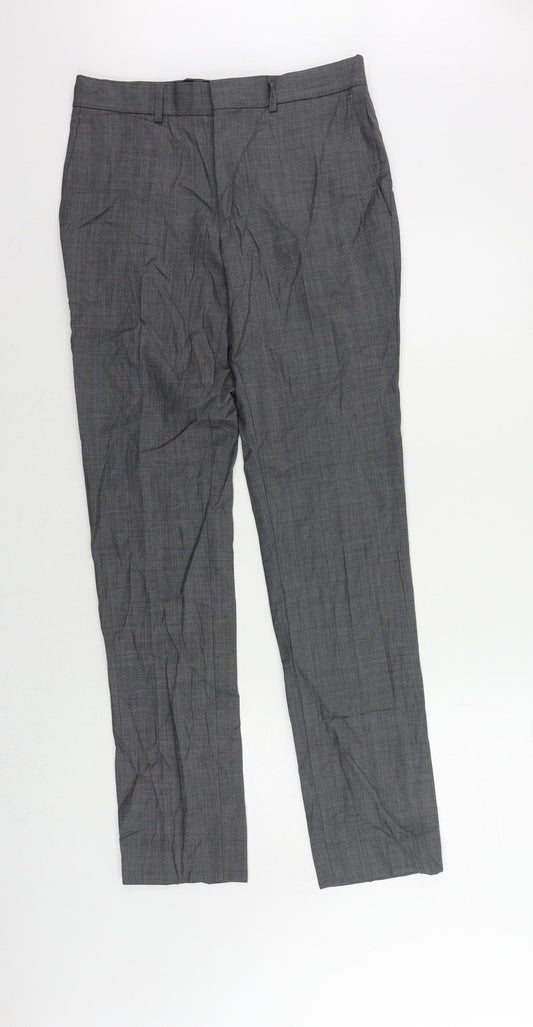 Topman Mens Grey Wool Dress Pants Trousers Size 30 in L32 in Regular Zip