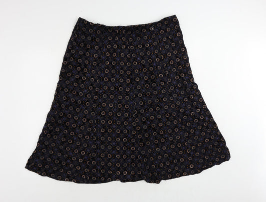 Marks and Spencer Womens Blue Geometric Polyester Flare Skirt Size 18 - Elastic Waist