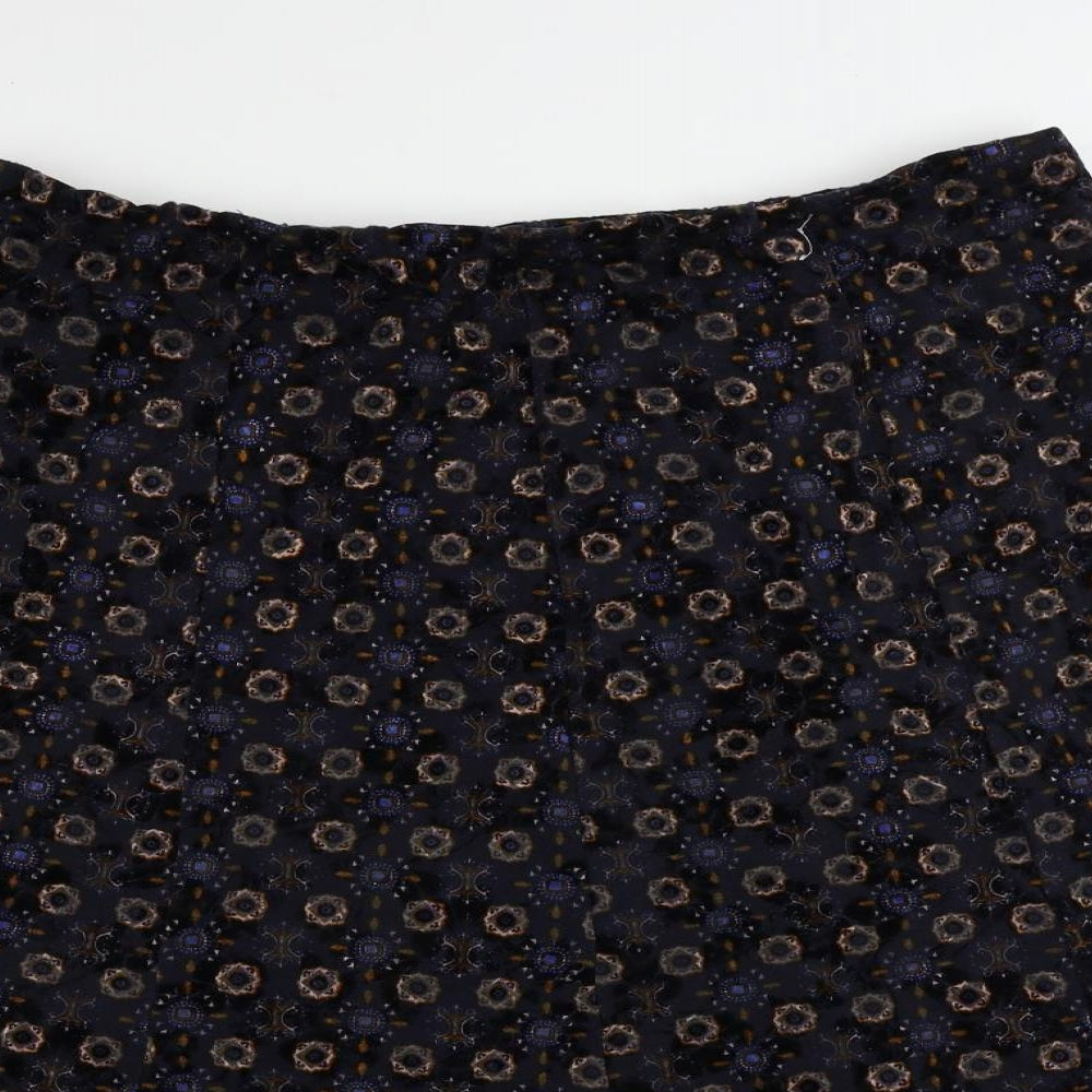 Marks and Spencer Womens Blue Geometric Polyester Flare Skirt Size 18 - Elastic Waist