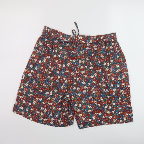 Seasalt Womens Multicoloured Floral Cotton Basic Shorts Size 14 L8 in Regular Drawstring