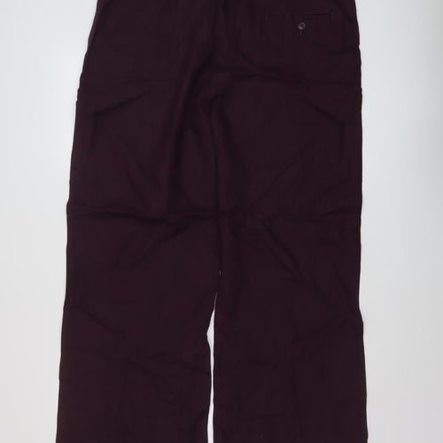 NEXT Womens Purple Linen Trousers Size 18 L31 in Regular Button