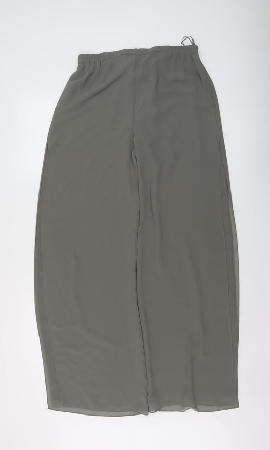 Frank Usher Womens Green Polyester Trousers Size 12 L32 in Regular