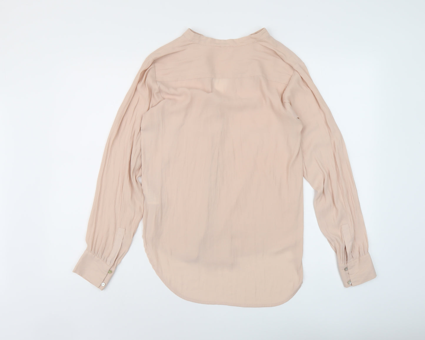 H&M Womens Pink Polyester Basic Blouse Size 6 V-Neck