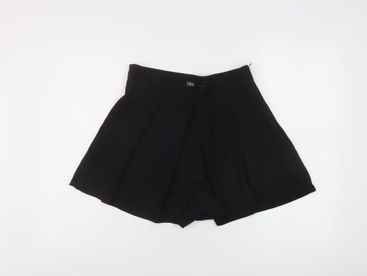 Zara Womens Black Polyester Basic Shorts Size L L4 in Regular Zip