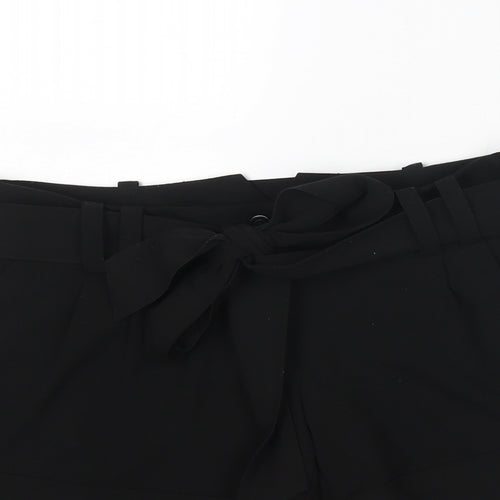 Warehouse Womens Black Polyester Basic Shorts Size 6 L4 in Regular Zip - Belted