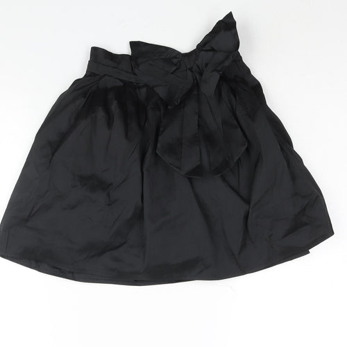 NEXT Girls Black Polyester A-Line Skirt Size 7 Years Regular Zip - Bow