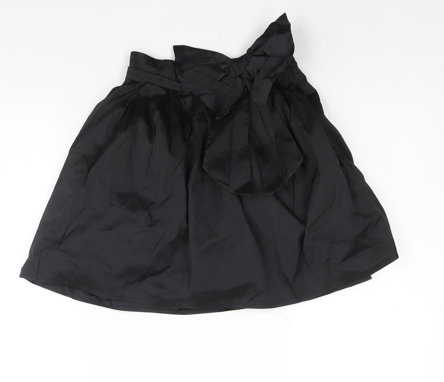 NEXT Girls Black Polyester A-Line Skirt Size 7 Years Regular Zip - Bow