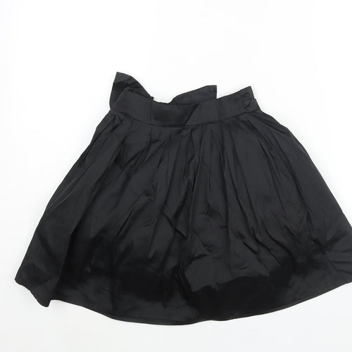 NEXT Girls Black Polyester A-Line Skirt Size 7 Years Regular Zip - Bow