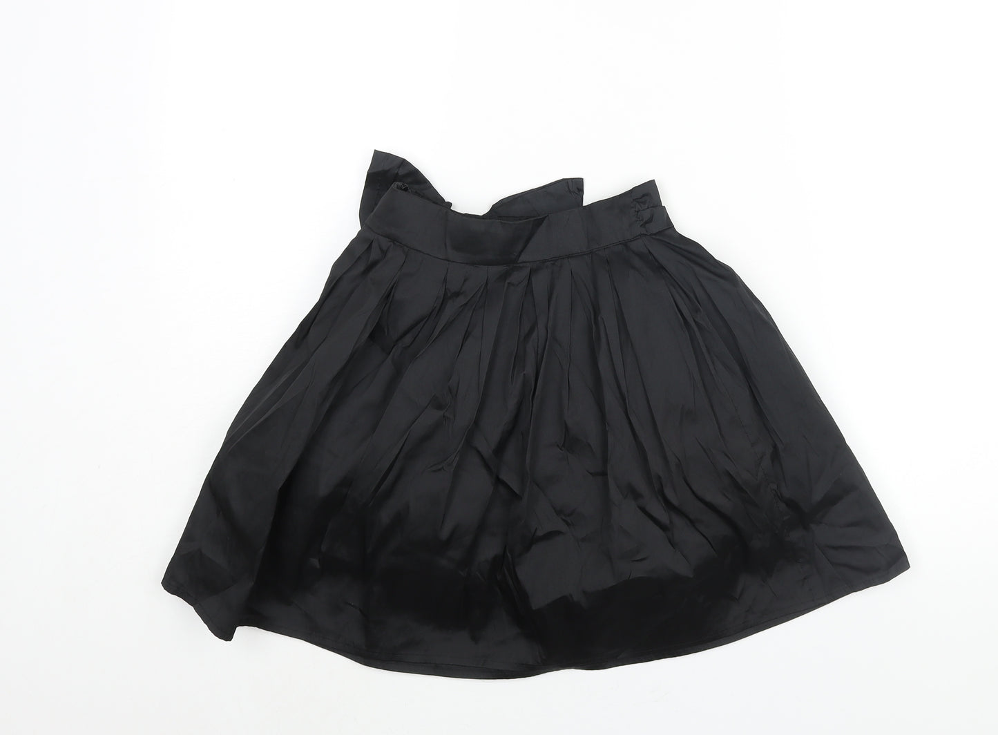 NEXT Girls Black Polyester A-Line Skirt Size 7 Years Regular Zip - Bow