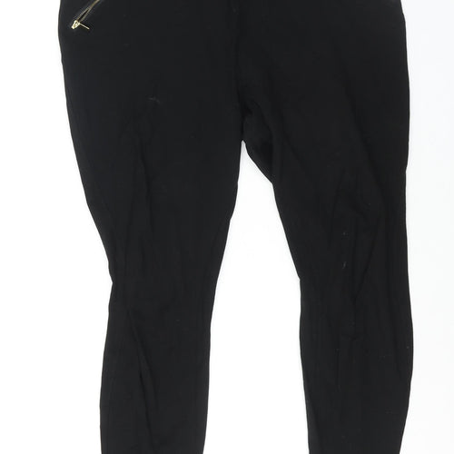 New Look Womens Black Viscose Trousers Size 16 L26 in Regular - Zip