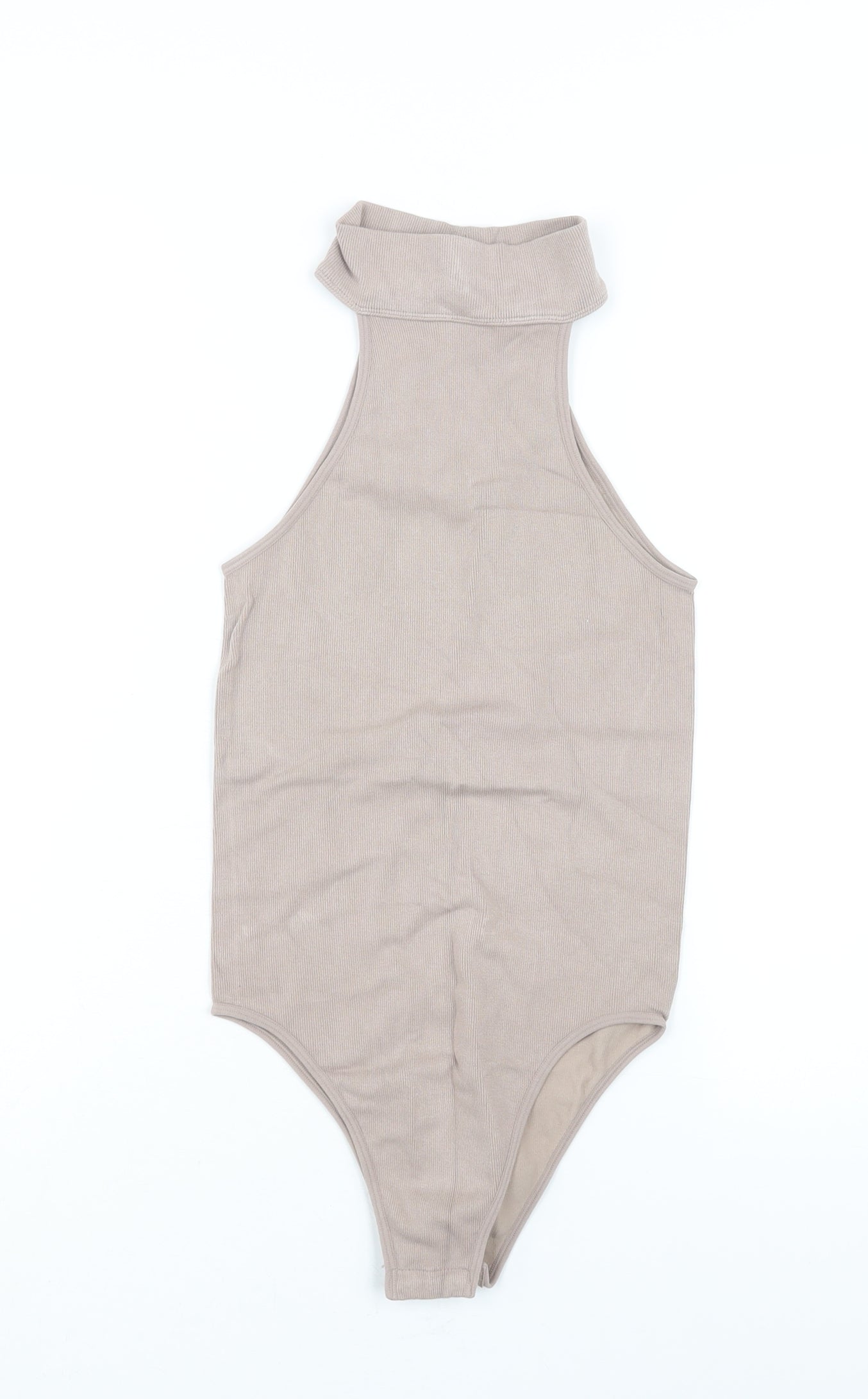 Zara Womens Beige Polyamide Bodysuit One-Piece Size M Snap - Size M-L