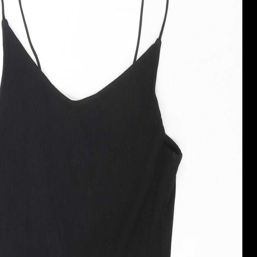 H&M Womens Black Viscose Bodysuit One-Piece Size S Snap