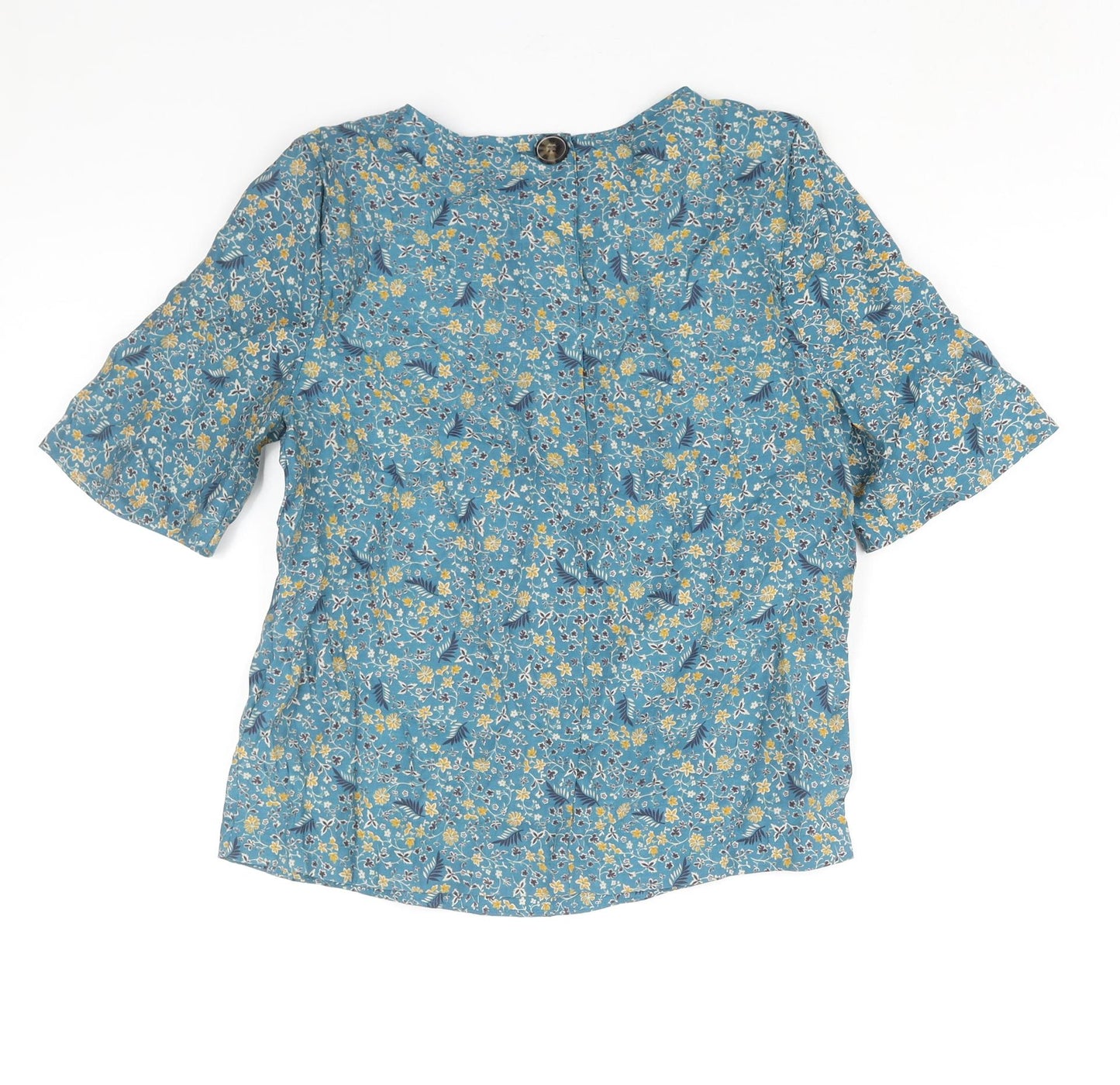 Marks and Spencer Womens Blue Geometric Modal Basic Blouse Size 6 Round Neck - Floral Print