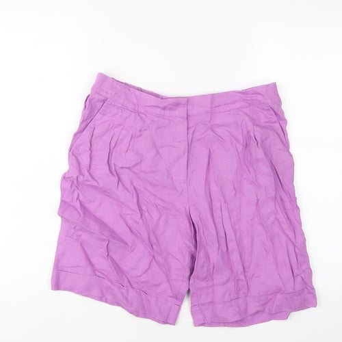 Boden Womens Purple Linen Bermuda Shorts Size 12 L8 in Regular Zip