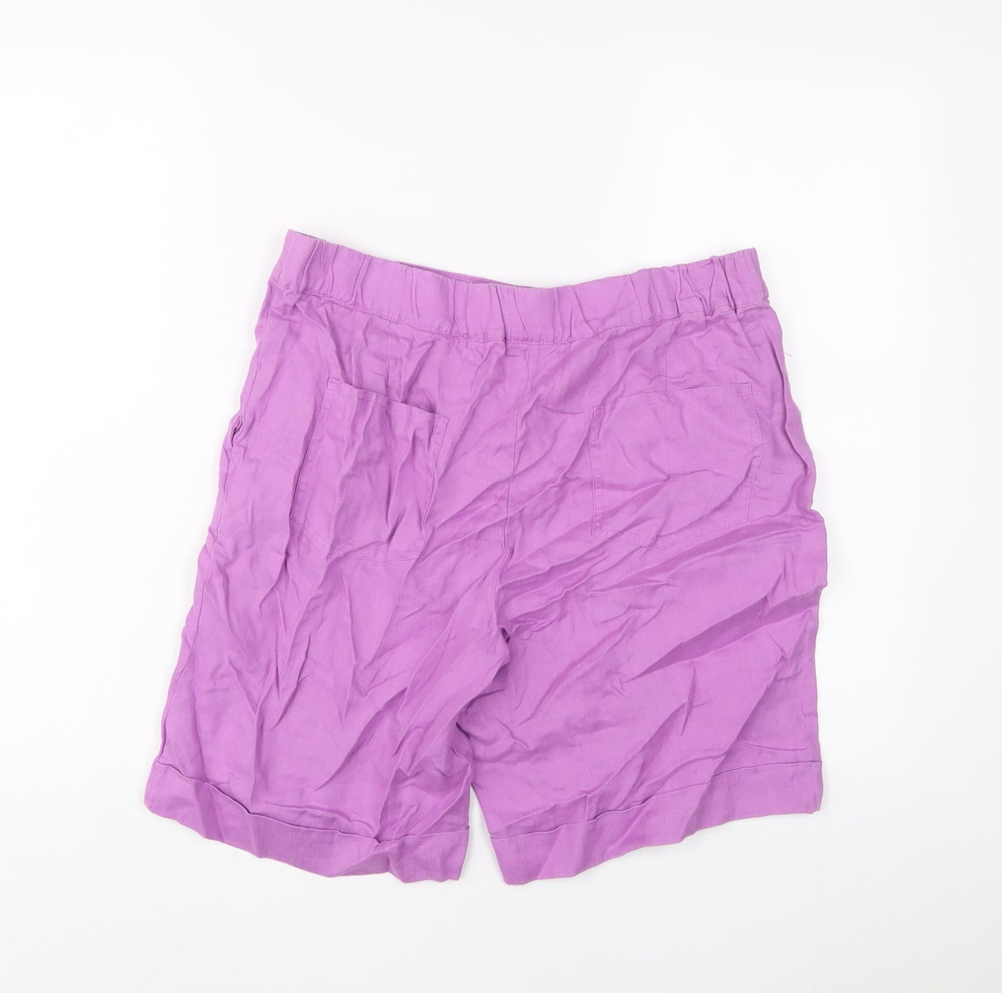 Boden Womens Purple Linen Bermuda Shorts Size 12 L8 in Regular Zip