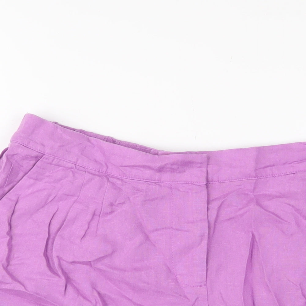 Boden Womens Purple Linen Bermuda Shorts Size 12 L8 in Regular Zip